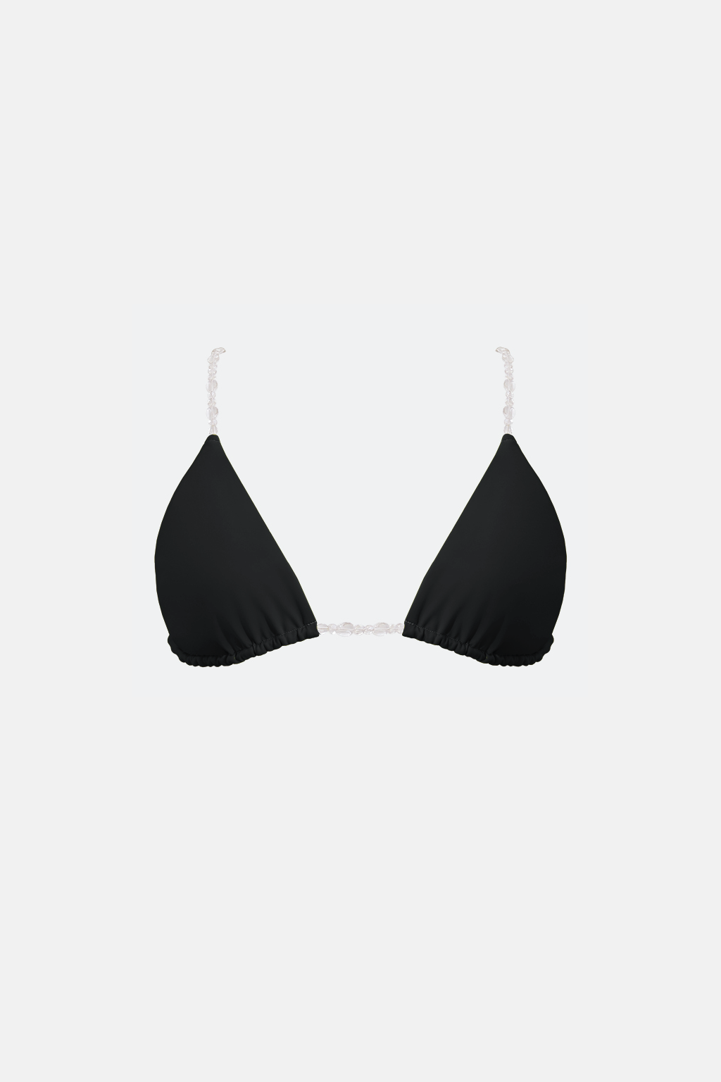 THE ILLUSION BLACK BIKINI TOP WITH CLEAR GLASS BEADS SUSTAINABLE SWIMWEAR LUXURY BATHING SUIT TOP