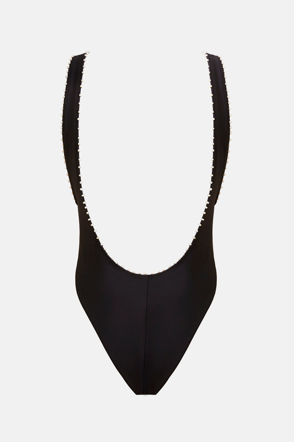 THE MEL MAILLOT BLACK ONE PIECE SWIMSUIT WITH PEARLS SUSTAINABLE BATHING SUIT LUXURY DESIGNER SWIMWEAR